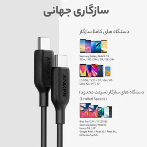 کابل شارژ فست انکر ANKER Type-C to Type-C مدل A8752H11 توان 60 وات اورجینال با گارانتی 3 anker A8752H11 3